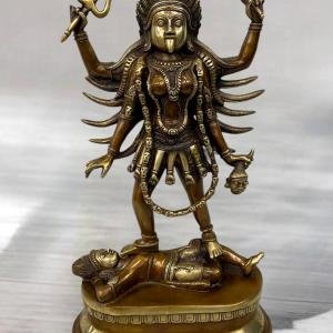 Brass Large Kali Mata Sculpture | 33" Amavasya Sky Black Edition | 35kg Sacred Masterpiece | Temple Grade Art | Jaipurio